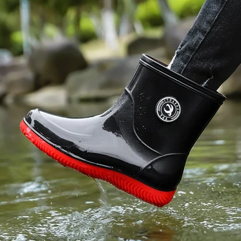 Резиновые непромокаемые ботинки для рыбалки, повседневная водонепроницаемая удобная модная нескользящая прочная износостойкая тенденция, большой размер 48